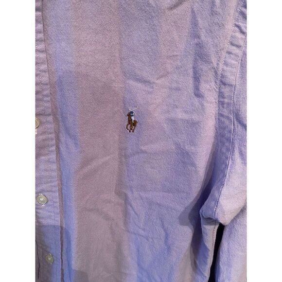 Ralph Lauren Mens Large Slim Stretch Oxford Long Sleeve Button Down Shirt Purple - Picture 2 of 8